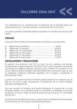 Folleto Cursos y Talleres del Distrito de Vicálvaro 2016 - 2017 pagina 15