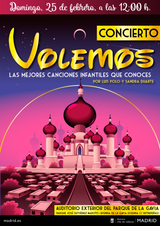 Propuesta de cartel para el concierto volemos en el auditorio de la Gavia en el Distrito Villa de Vallecas